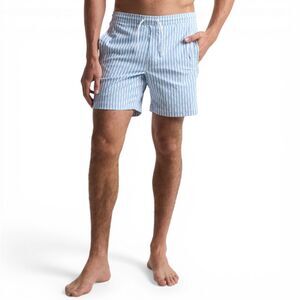 Birddogs Men's Archibald Swim Shorts Bathing Suit Blue & White Stripes Large 9"